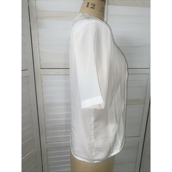 VRG La Chine Classic By Galinda Wang Top Blouse Women’s Off White Pleat Sz Small - Picture 5 of 10